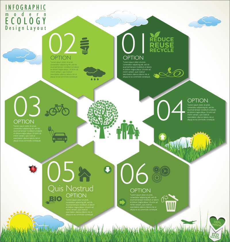 创意矢量生态主题的信息图表设计