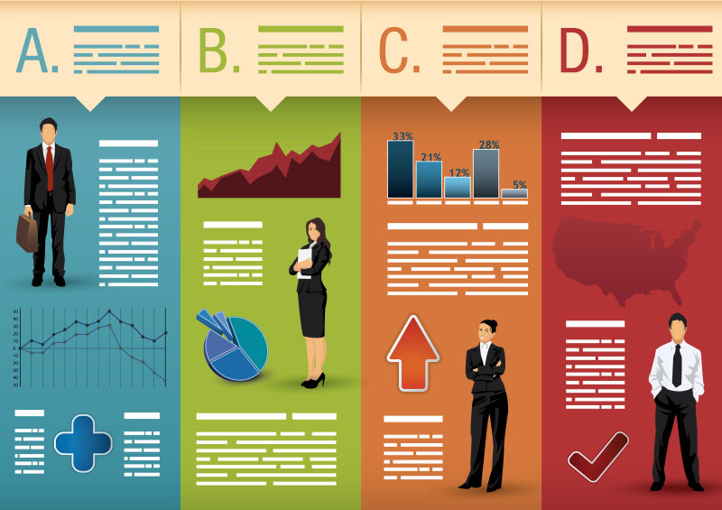 抽象矢量现代商业信息元素的平面图表设计