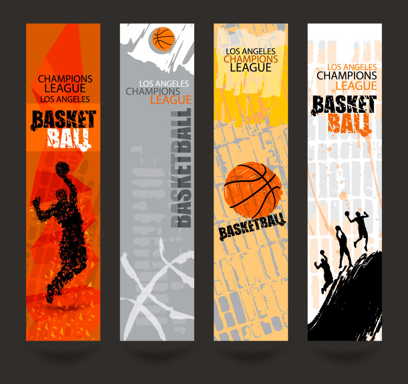创意矢量现代篮球主题的竖式横幅设计