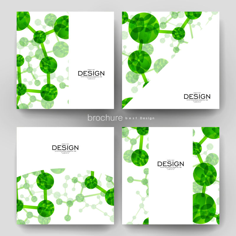 创意矢量绿色分子结构元素宣传册设计