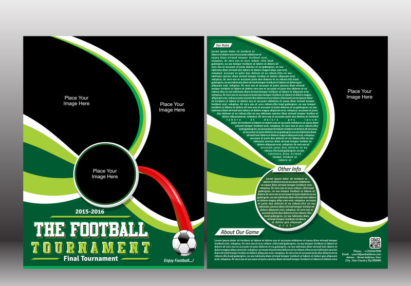 矢量抽象现代足球主题的创意平面宣传单设计