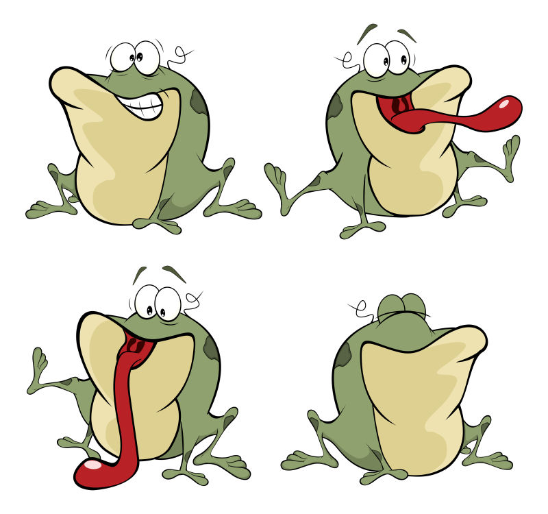 创意矢量卡通滑稽的青蛙设计插图