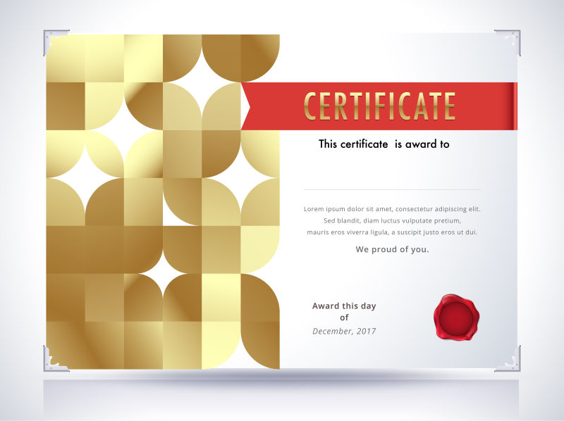 抽象矢量现代金色装饰的平面证书设计