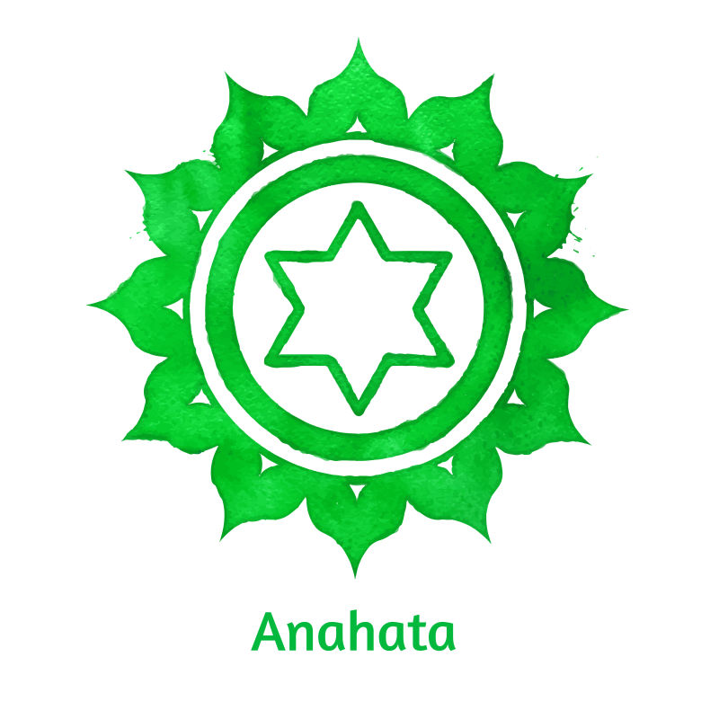 创意矢量现代绿色阿纳哈塔脉轮设计
