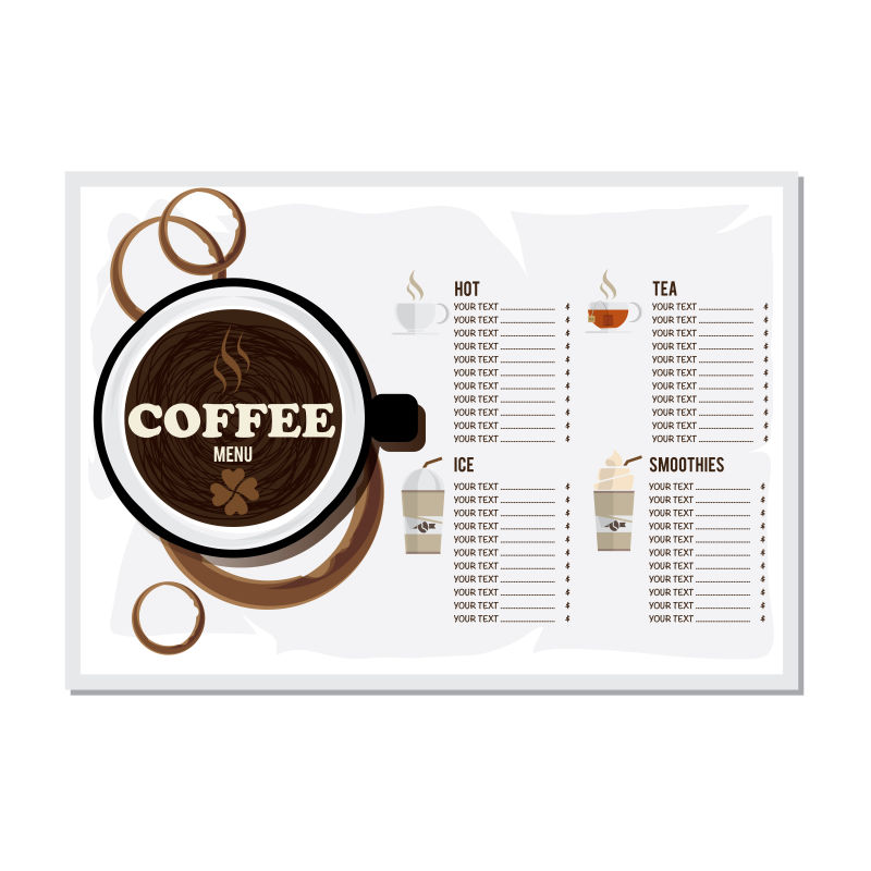 抽象矢量现代商业咖啡主题菜单平面设计