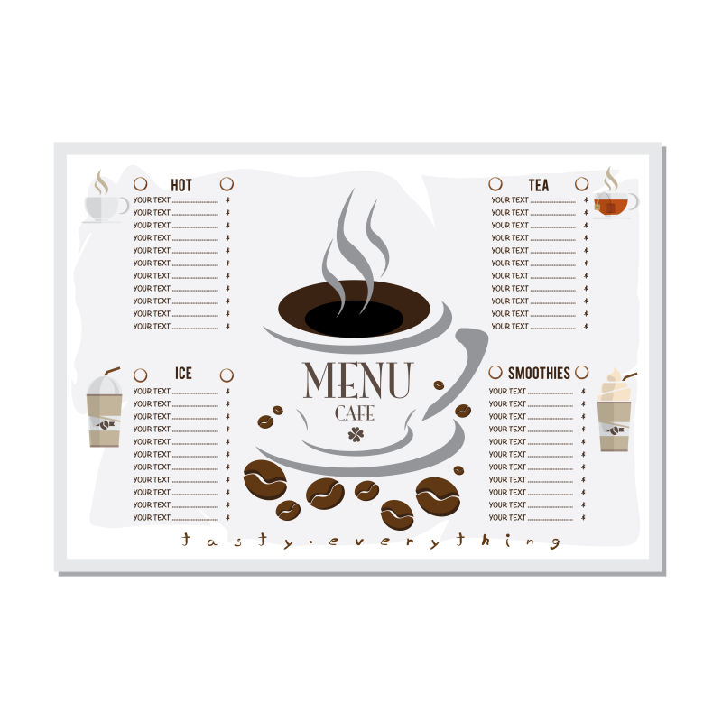 创意矢量咖啡元素的平面菜单设计