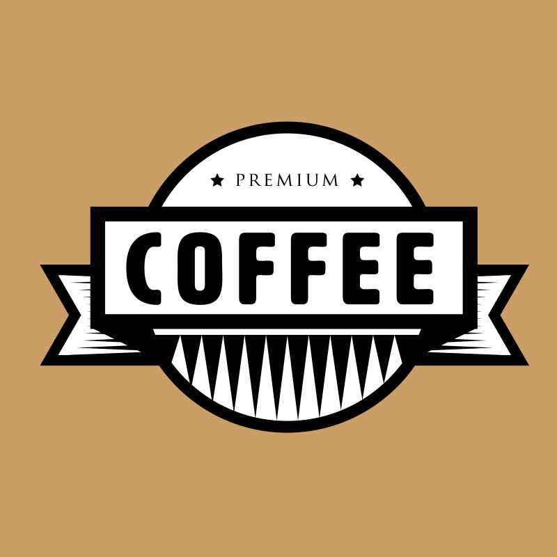 抽象矢量现代咖啡主题的平面标签设计