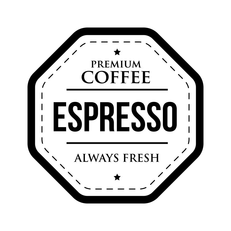 抽象矢量意大利浓缩咖啡主题标签设计
