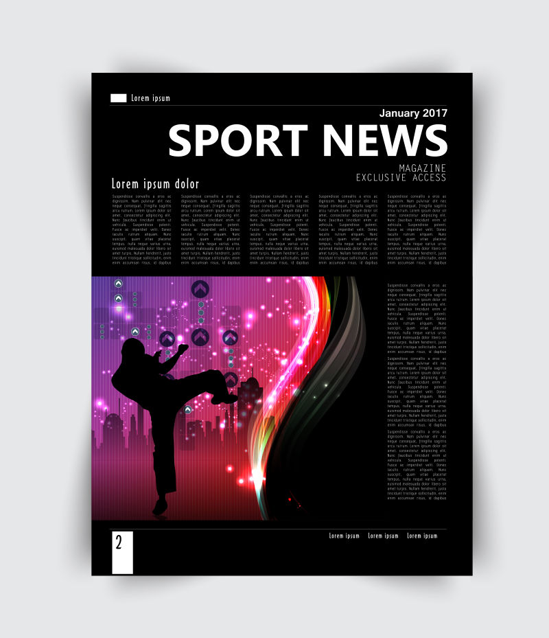 抽象矢量现代体育主题的平面新闻设计