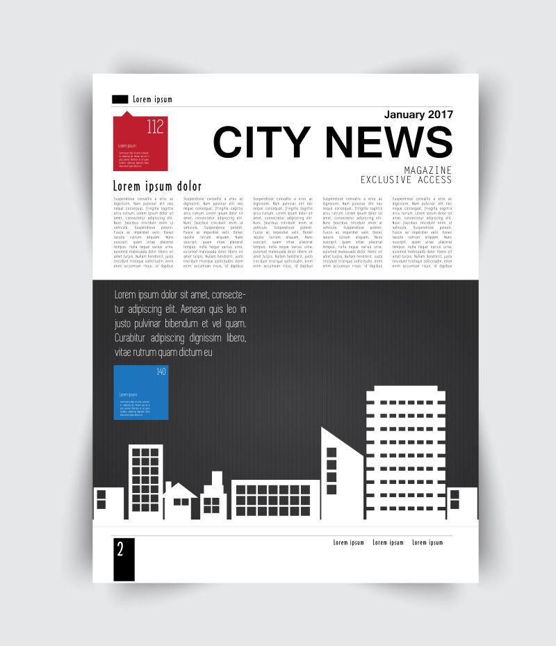 创意矢量城市主题的平面新闻设计