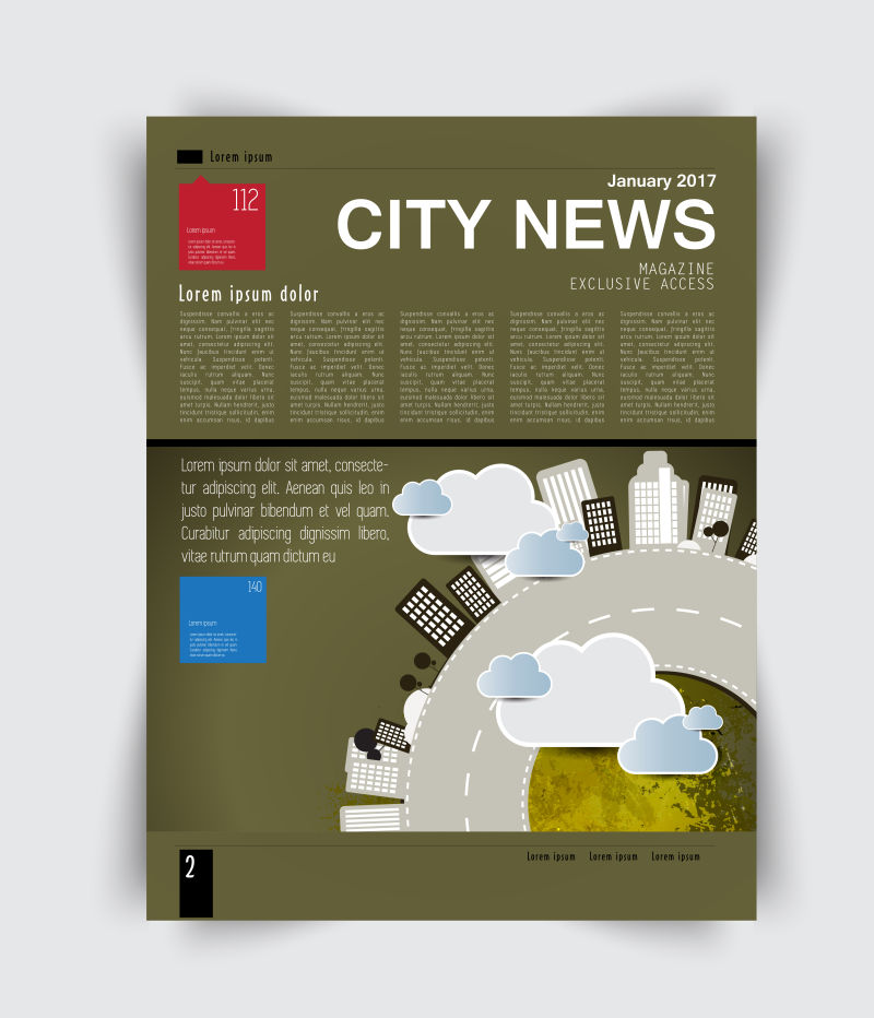 抽象矢量现代城市新闻平面设计