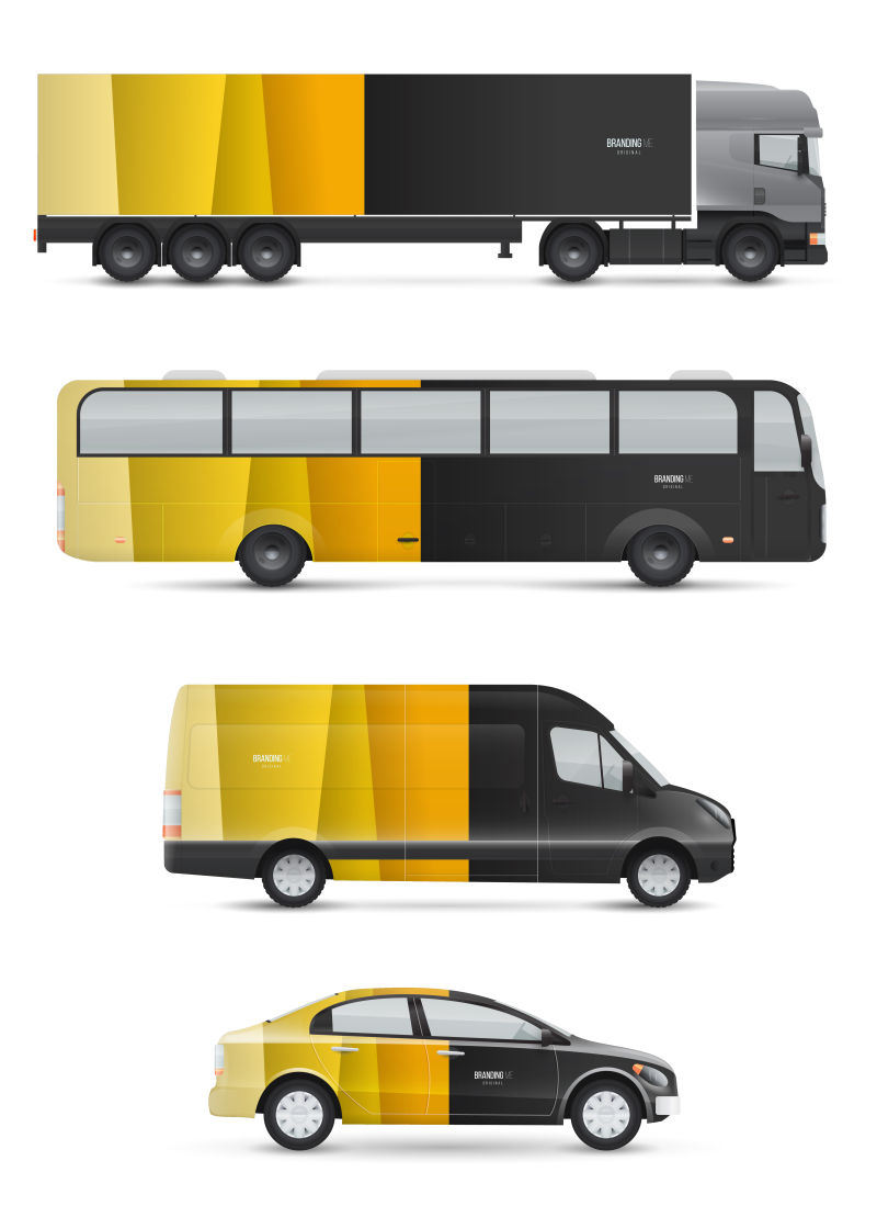 创意矢量黄色黑色车辆广告设计