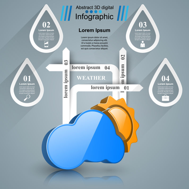 抽象矢量现代天气预报主题信息图表设计