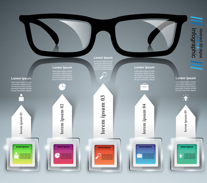抽象矢量现代眼镜元素的信息图表设计