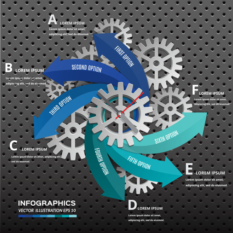 抽象矢量齿轮元素的现代时尚信息图表设计