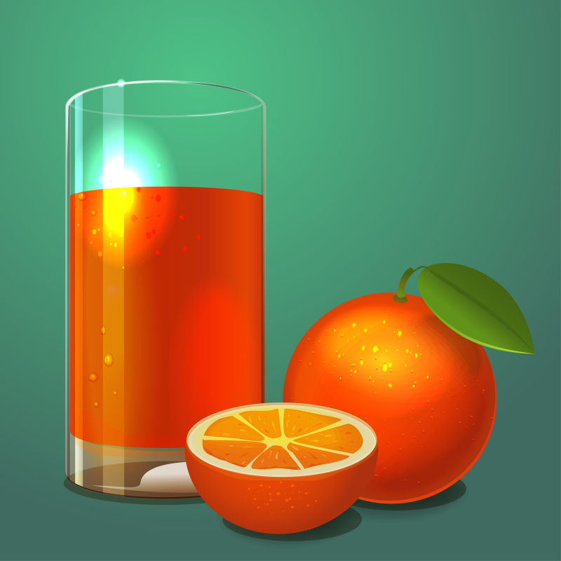 创意矢量新鲜橙汁平面设计插图
