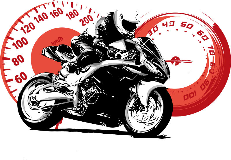 创意矢量现代骑摩托车的人平面插图