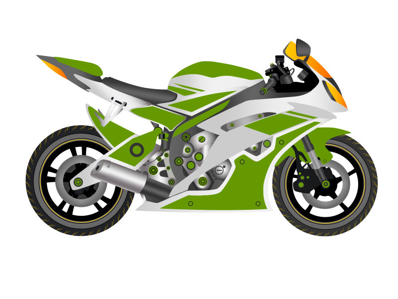 创意矢量绿色现代摩托车设计