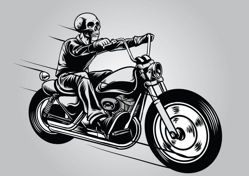 创意矢量现代手绘摩托车骑手插图设计