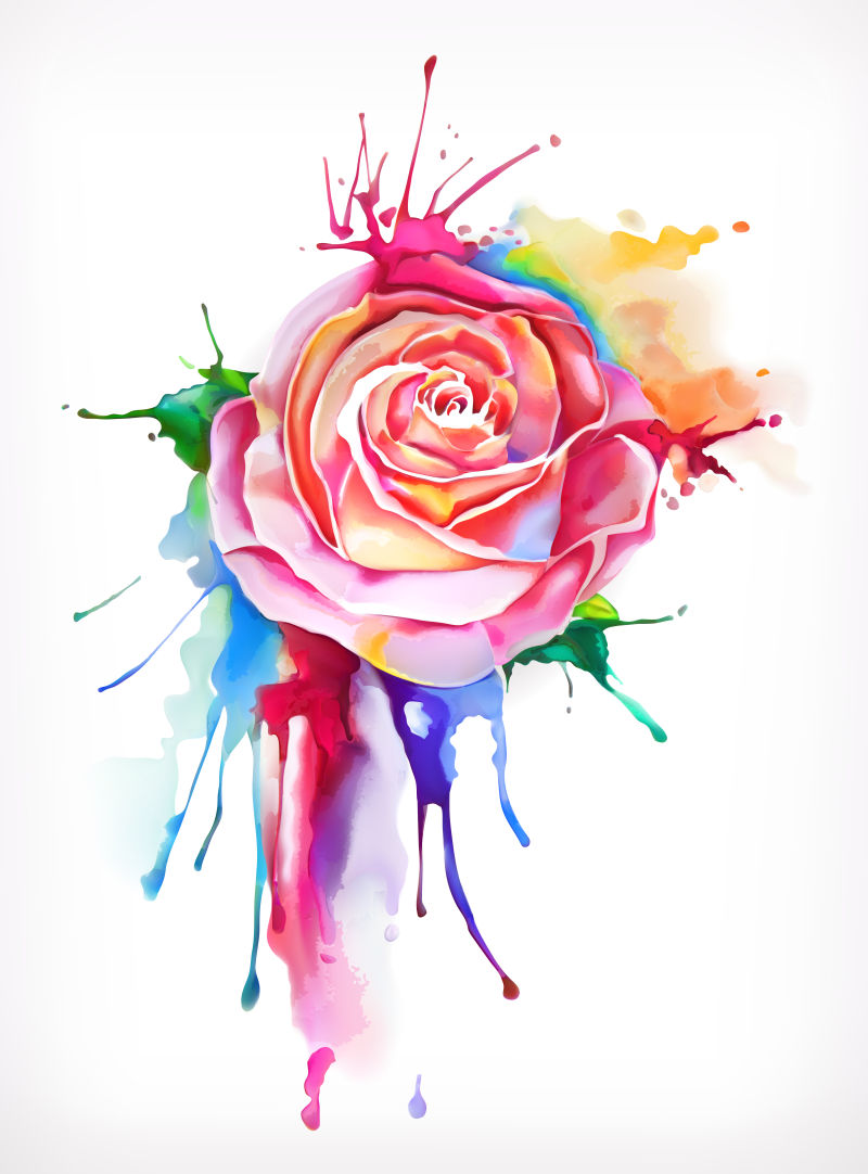 创意矢量彩色花卉水彩插图设计