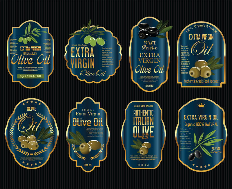抽象矢量复古橄榄油标签设计