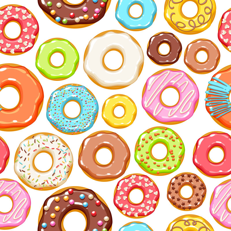 抽象矢量卡通甜甜圈设计背景