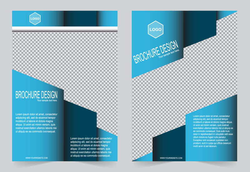 创意矢量现代蓝色折线风格的宣传单平面设计