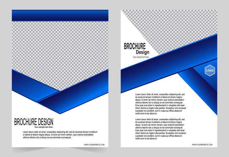 创意矢量现代蓝色折线风格的宣传单设计