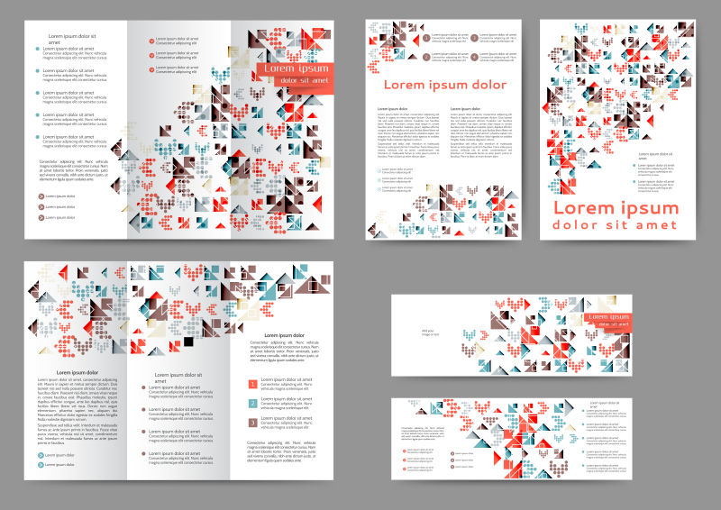 创意矢量彩色几何元素的宣传单平面设计