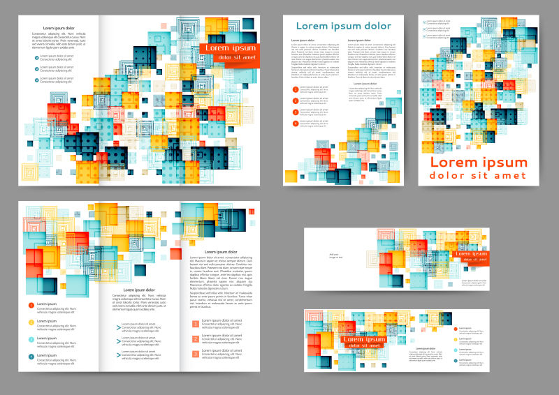 矢量创意现代彩色几何元素的宣传单平面设计
