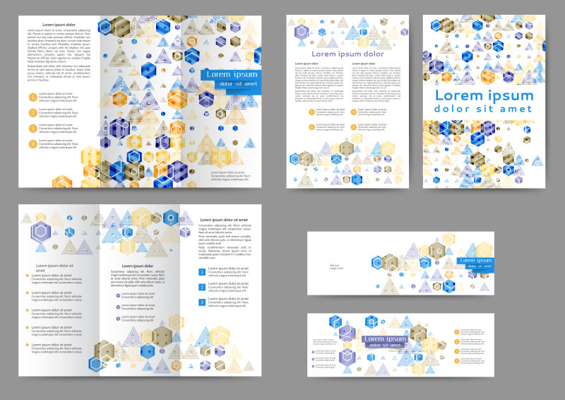 矢量彩色几何元素的创意宣传单设计