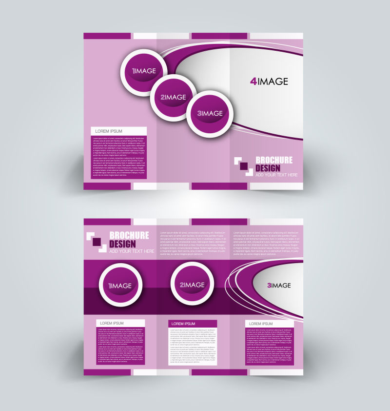 抽象矢量现代紫色时尚商业三折页设计