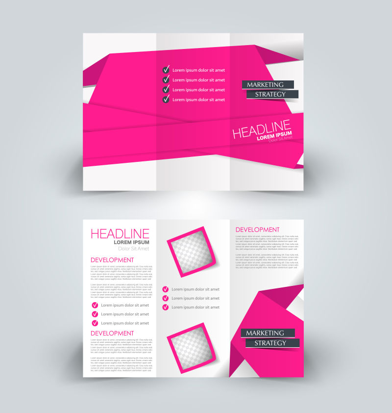 抽象矢量现代粉色商业小册子设计