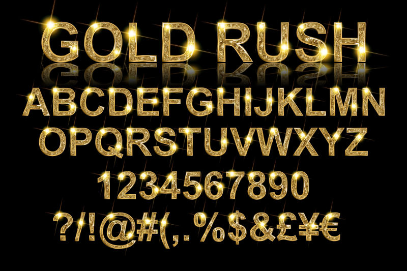 抽象矢量金色闪亮字母字体设计
