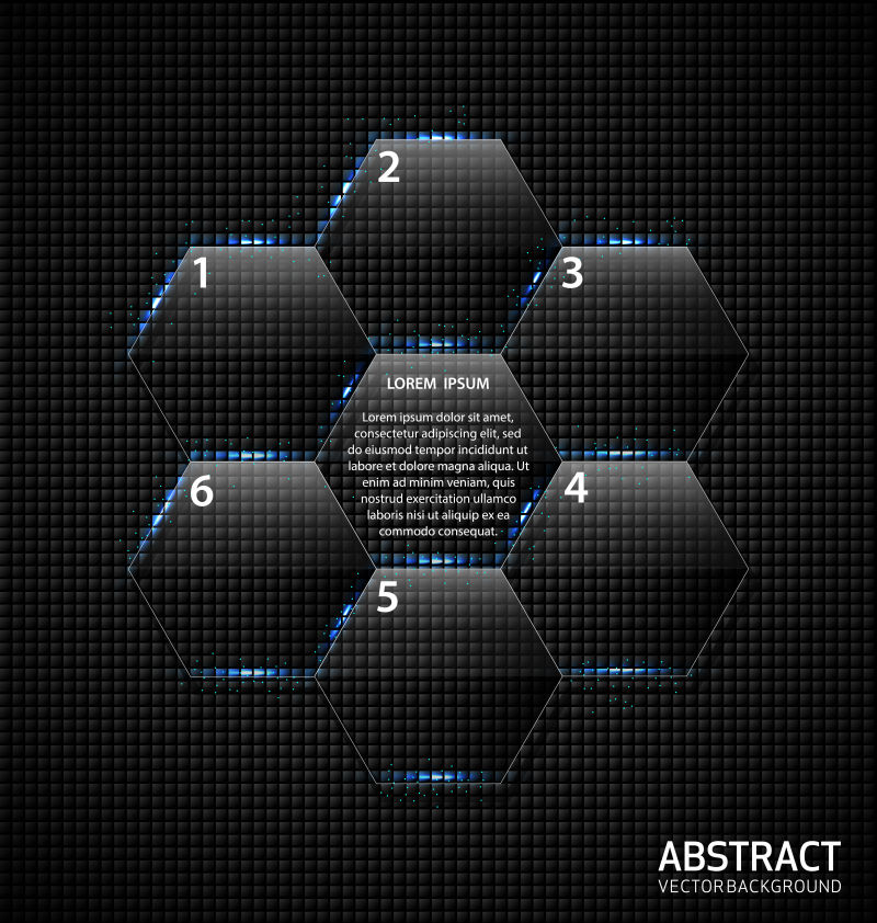 矢量现代六边形元素的抽象信息图表设计