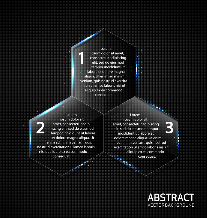 矢量黑色现代六边形元素的信息图表设计