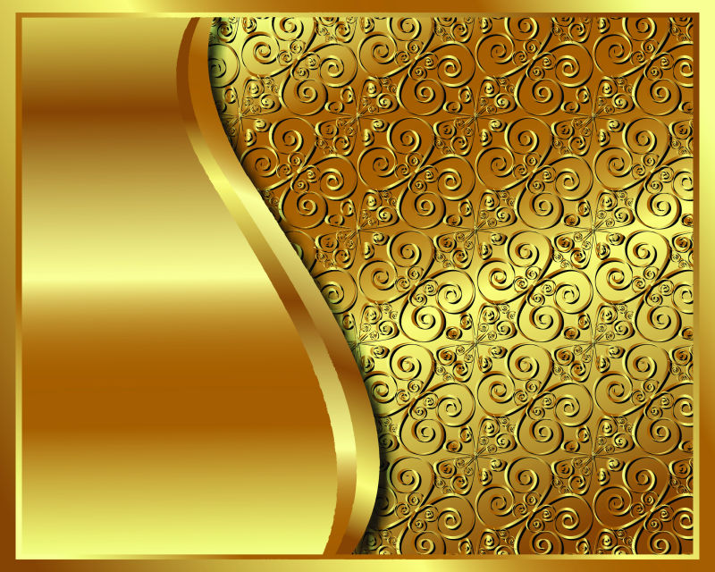 抽象矢量金色花纹装饰纹理金属背景设计