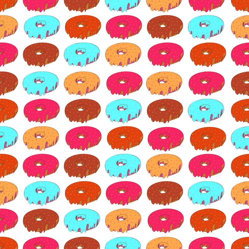 创意矢量现代彩色甜甜圈元素装饰背景