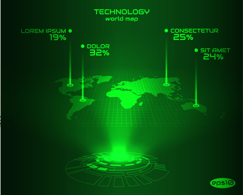 抽象世界地图信息图形-VSPPR EPS10