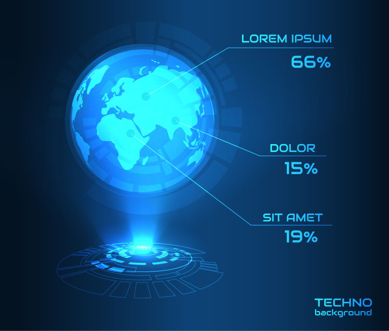 全息全球矢量信息图-向量EPS10-东半球