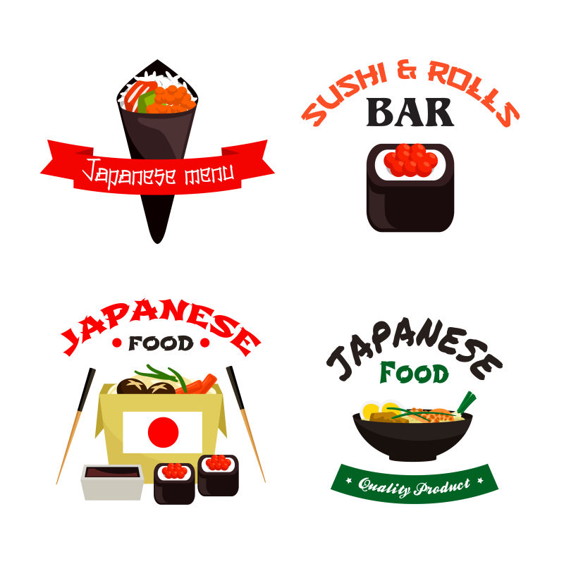 日本寿司与亚洲食品隔离图标集