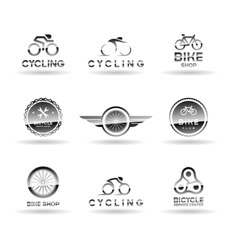 抽象矢量现代单色自行车图标设计