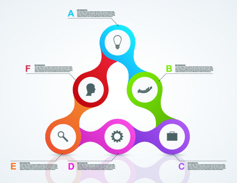 抽象矢量几何链接三角信息图表设计