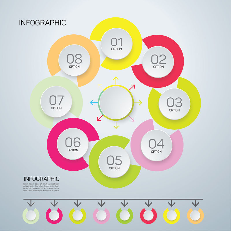 矢量抽象彩色圆形循环信息图表设计