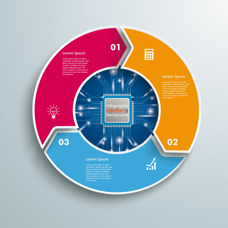 抽象矢量现代彩色环形信息图表设计