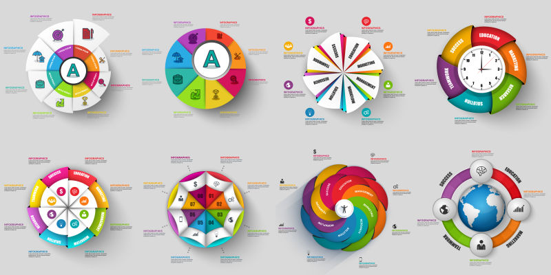 创意矢量现代圆形信息图表设计元素