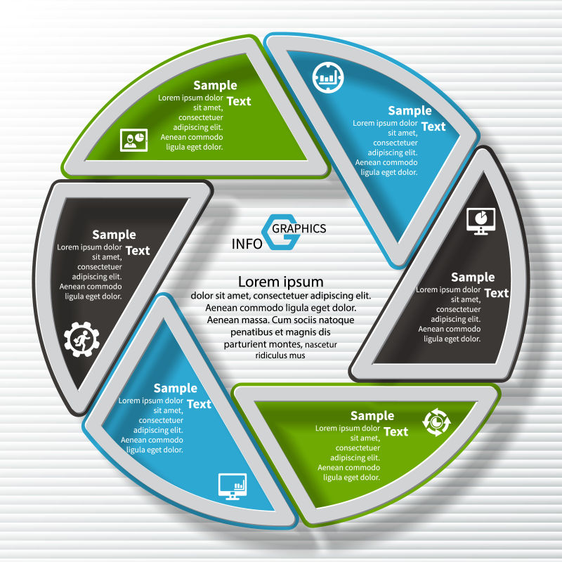抽象矢量现代彩色几何圆形信息图表设计