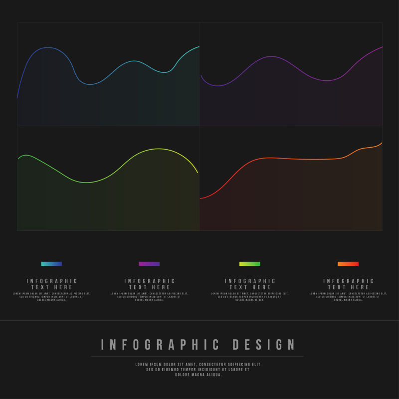 抽象矢量现代时尚深色主题的信息图表设计