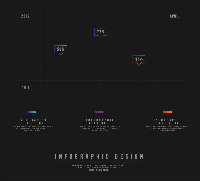 创意矢量现代深色主题的信息图表设计