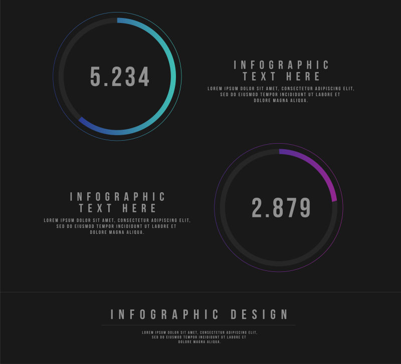 创意矢量深色经典统计信息图表设计